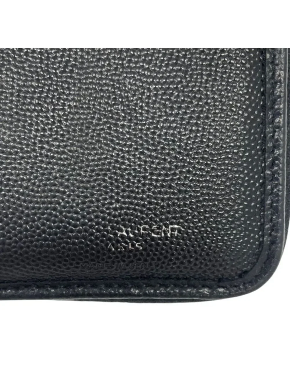 Saint Laurent Cassandra V-stitch Bifold Wallet Black Pre Owned - Picture 9 of 10